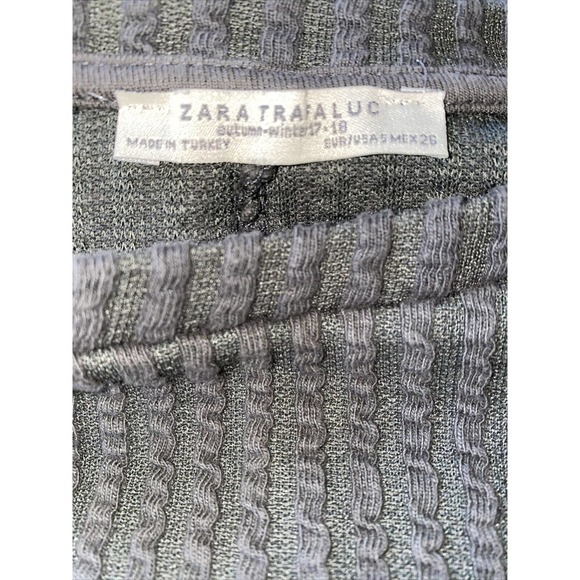 ZARA Gray Waffle Knit Bodycon Dress Midi/Maxi Size S - Picture 3 of 3